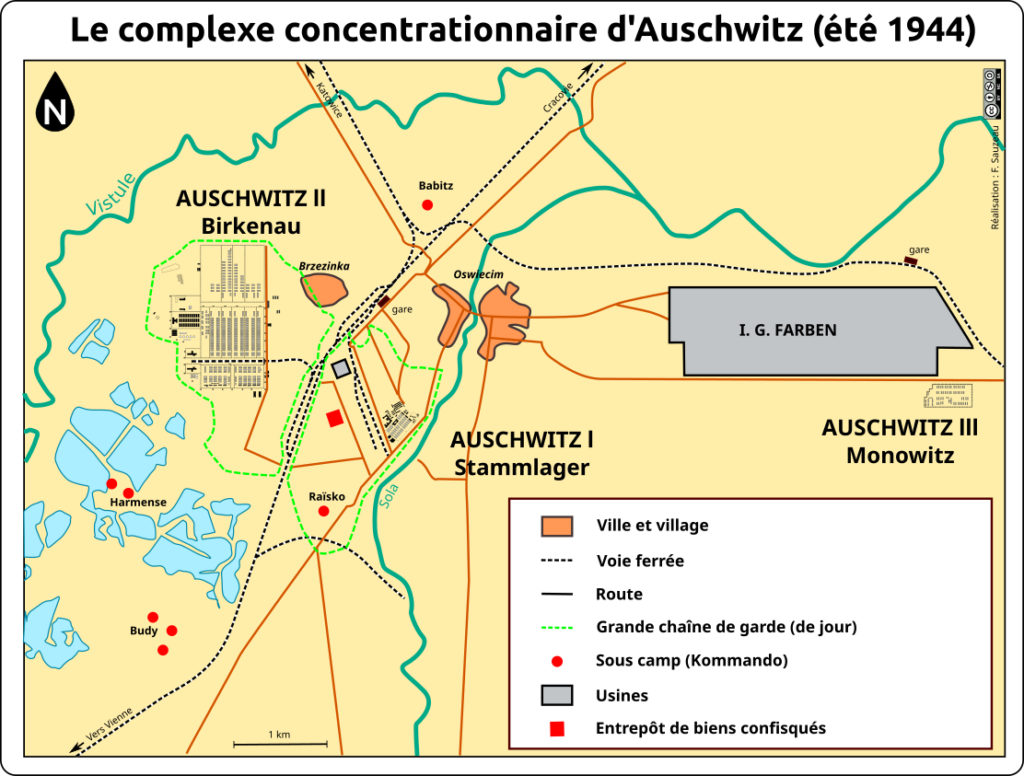 plan du complexe concentrationnaire d'Auschwitz en 1944