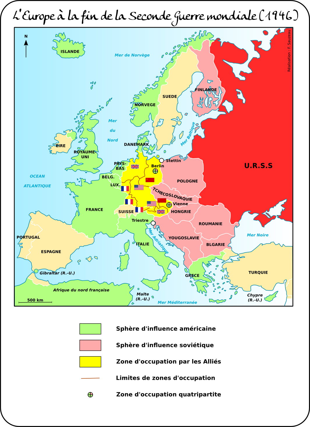 L'Europe sous influence et divisée en 1946