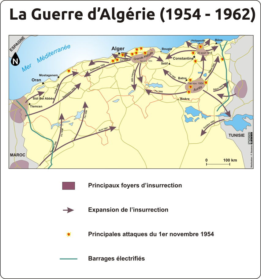 carte sur la guerre d'Algérie