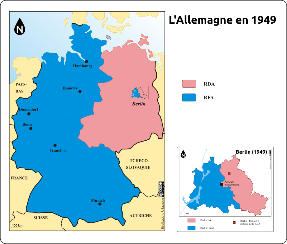 carte de l'Allemagne en 1949