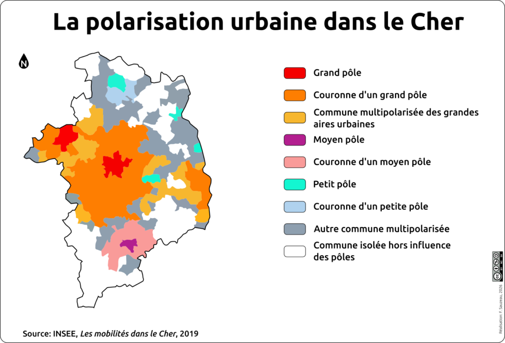 polarisation urbaine dans le Cher