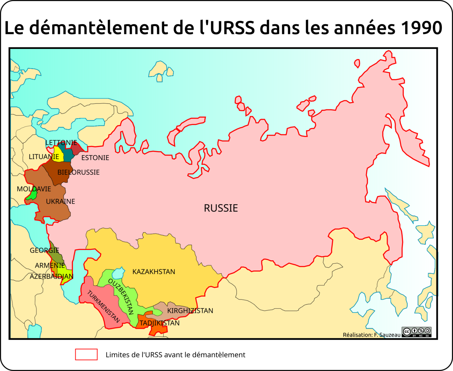 carte du démantèlement de l'URSS