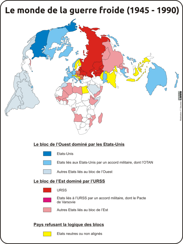 carte du monde lors de la guerre froide ( 1945 - 1990)