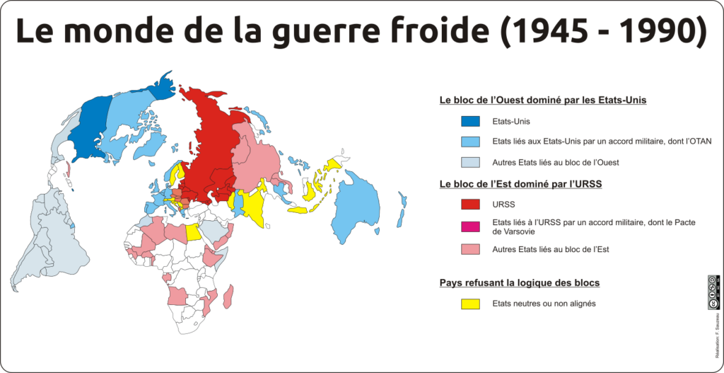 carte du monde lors de la guerre froide ( 1945 - 1990)
Légende à droite