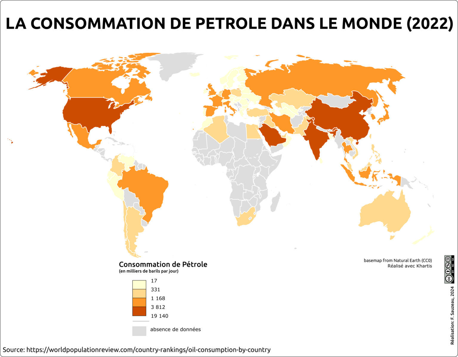 Pebroll Evolution La consommation de pétrole dans le monde (2022) | L'atelier carto d'HG ...