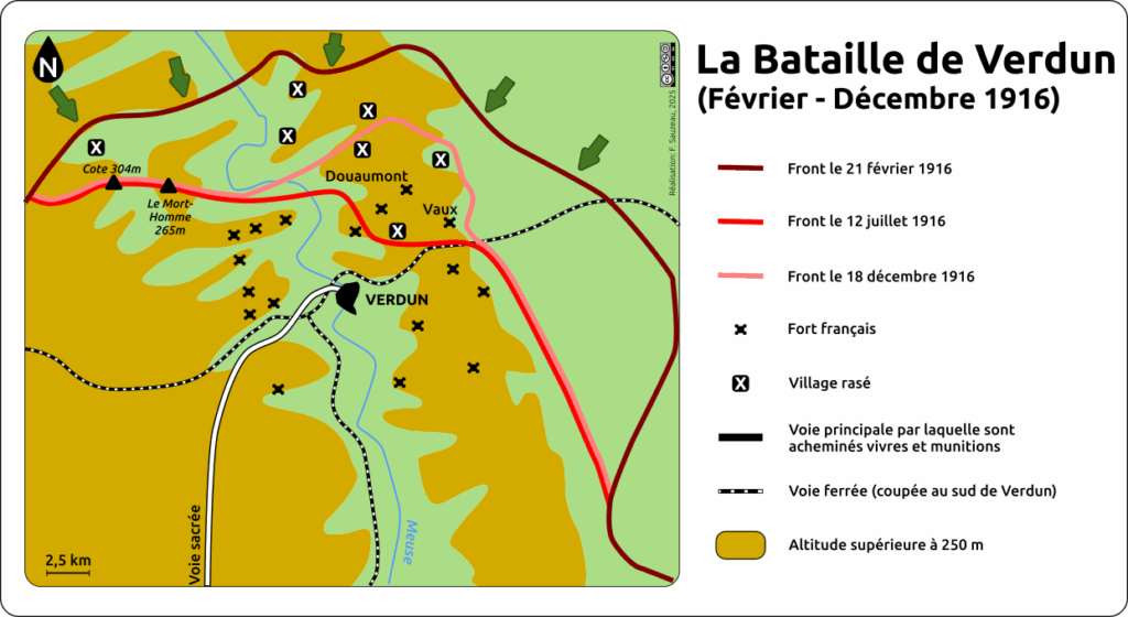 carte de synthèse de la bataille de verdun