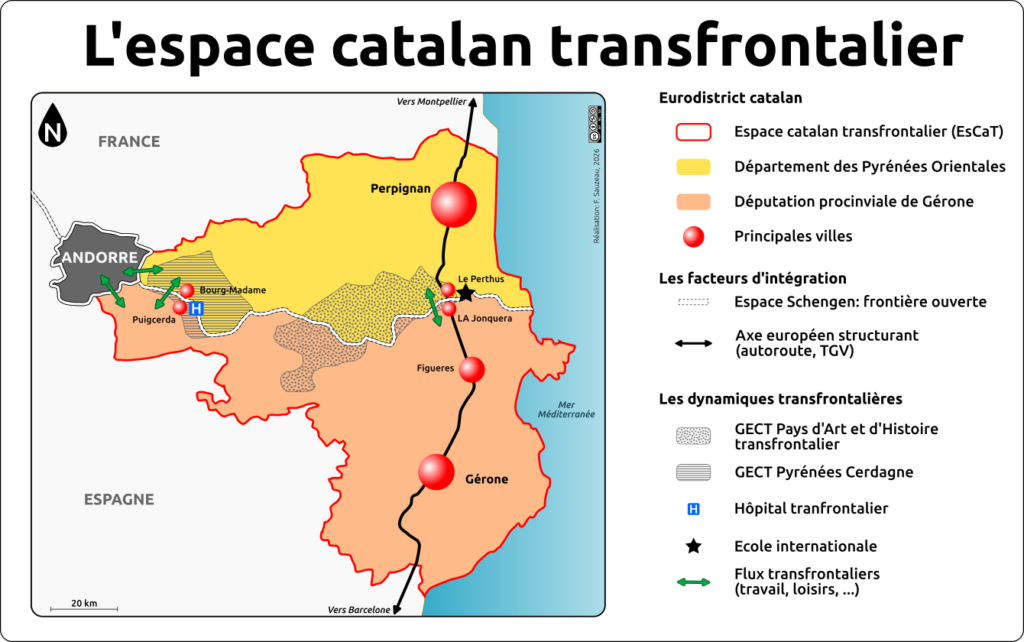 carte de l'espace catalan transfrontalier